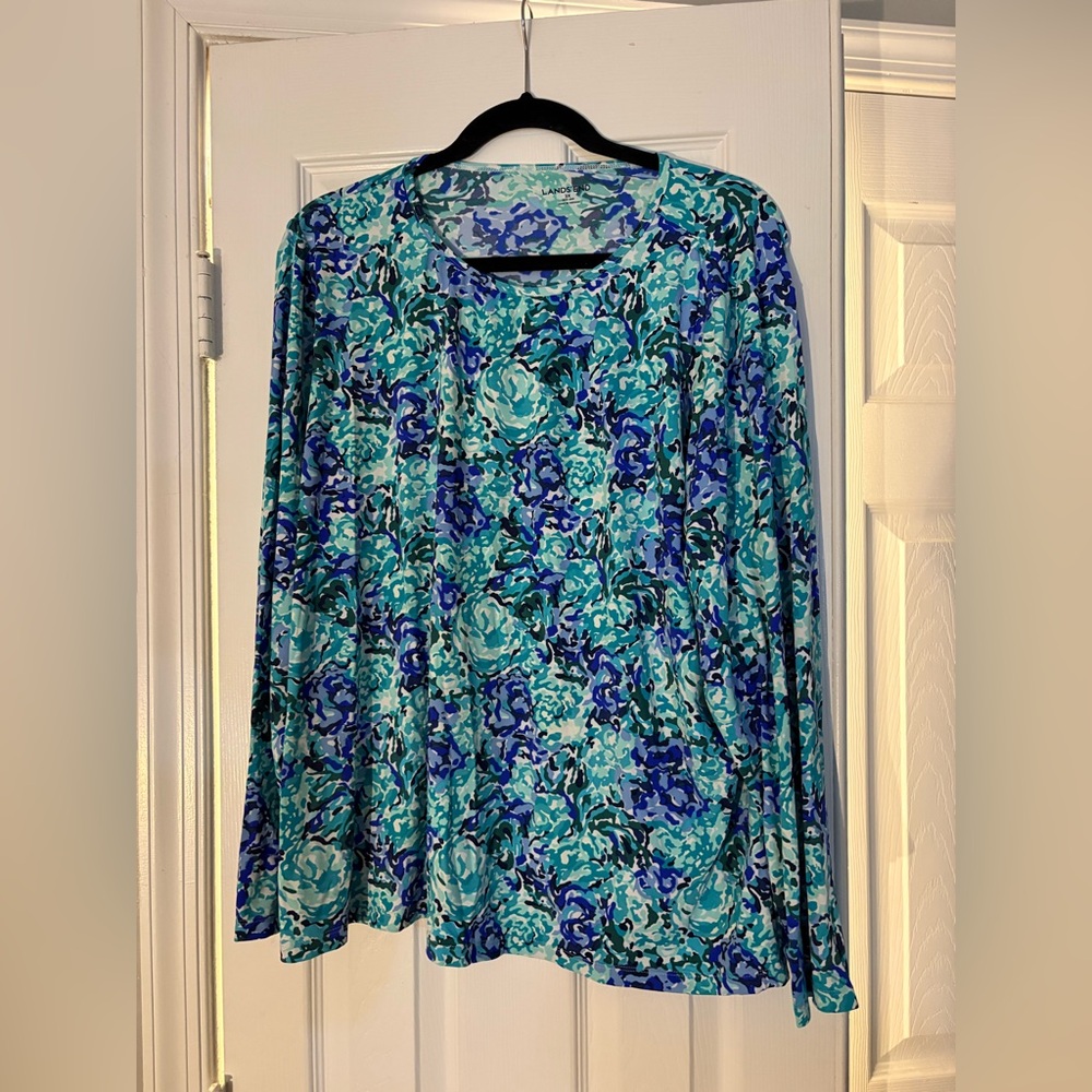 Vibrant Blue and Green Floral Sunshade Top